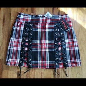 Tripp nyc plaid lace up skirt